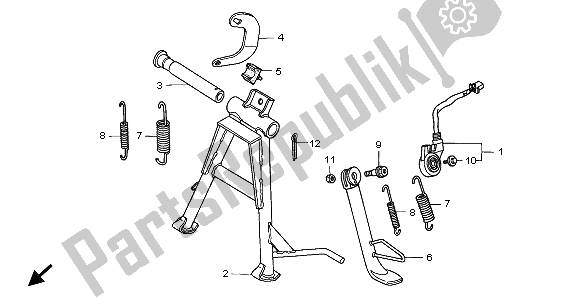 All parts for the Stand of the Honda ANF 125 2009