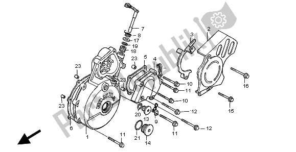 All parts for the Left Crankcase Cover of the Honda SLR 650 1998