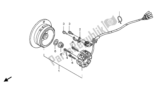 All parts for the Generator of the Honda CRF 450R 2002