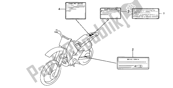 Todas las partes para Etiqueta De Precaución de Honda CR 500R 1 1993