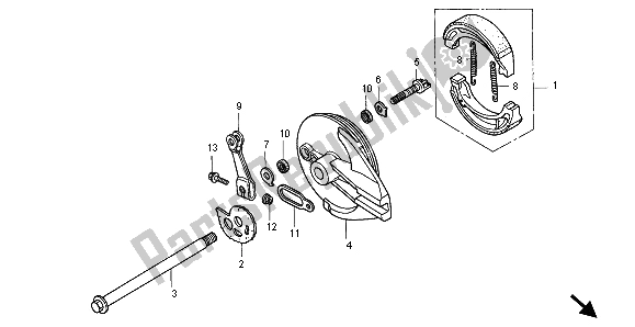 All parts for the Rear Brake Panel of the Honda XLR 125R 1998