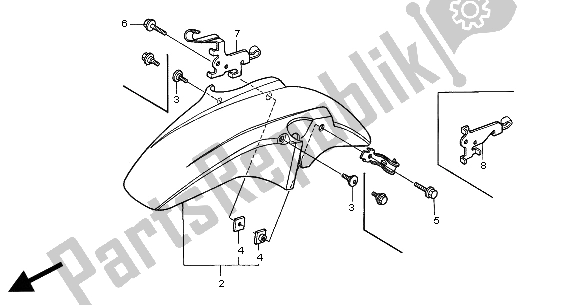 All parts for the Front Fender of the Honda CB 600F2 Hornet 2000