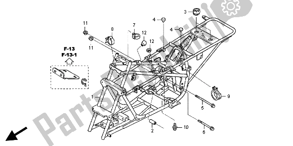 Alle onderdelen voor de Frame Lichaam van de Honda TRX 90 2012