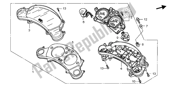All parts for the Meter (kmh) of the Honda CBF 600 SA 2009