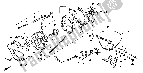 Tutte le parti per il Faro (uk) del Honda VTX 1800C 2003