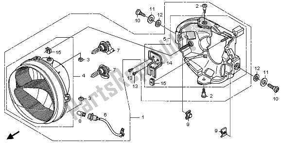 All parts for the Headlight (eu) of the Honda XL 700V Transalp 2009