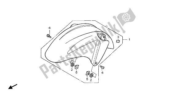 All parts for the Front Fender of the Honda CBR 600F 2005