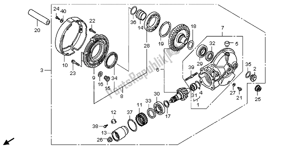 All parts for the Final Driven Gear of the Honda VT 750C 2009