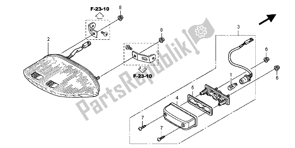 All parts for the Taillight of the Honda CBF 1000F 2012