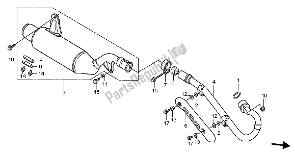 All parts for the Exhaust Muffler of the Honda TRX 300 EX Sporttrax 2002