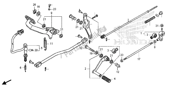 Alle onderdelen voor de Pedaal van de Honda VT 750 CS 2013