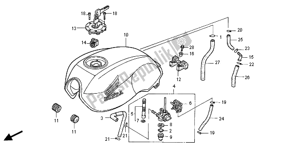 Alle onderdelen voor de Benzinetank van de Honda CB 750F2 2001