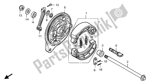 All parts for the Rear Brake Panel of the Honda VT 750 SA 2010