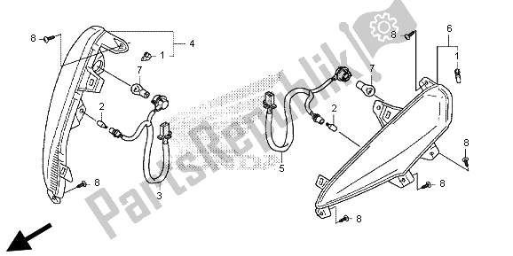 All parts for the Front Winker of the Honda SH 300A 2013