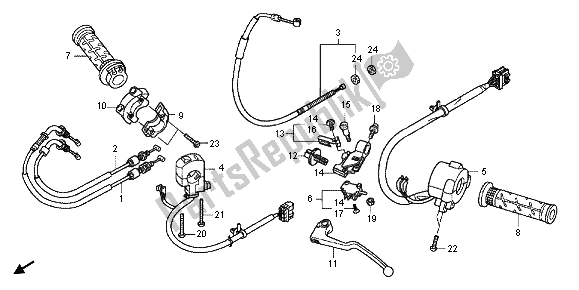 Alle onderdelen voor de Handvat Hendel & Schakelaar & Kabel van de Honda CBR 1000 RR 2012