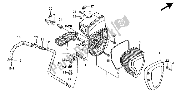 All parts for the Air Cleaner of the Honda VTX 1300S 2004