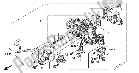 All parts for the Throttle Body of the Honda GL 1800A 2005