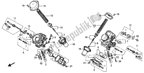 All parts for the Carburetor (component Parts) of the Honda XL 600V Transalp 1990