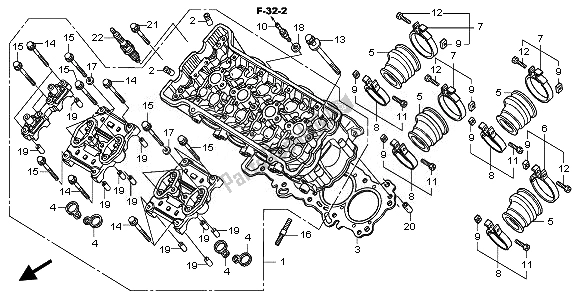 All parts for the Cylinder Head of the Honda CBF 600 NA 2008