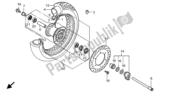All parts for the Front Wheel of the Honda VT 750C2 1999