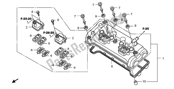 All parts for the Cylinder Head Cover of the Honda CBF 1000F 2011
