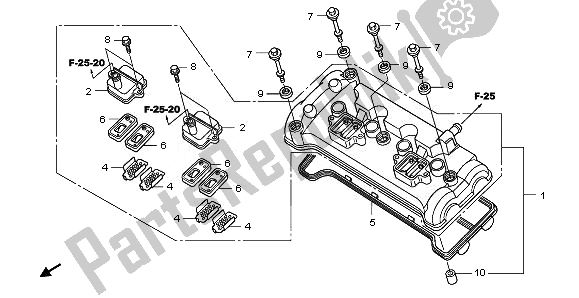 All parts for the Cylinder Head Cover of the Honda CBF 1000F 2011