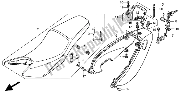 Tutte le parti per il Sedile E Coprisella del Honda CB 600F Hornet 1998