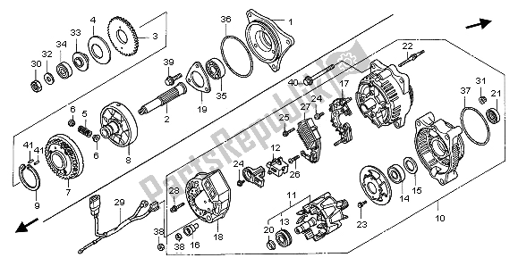 All parts for the Generator of the Honda ST 1100A 1996