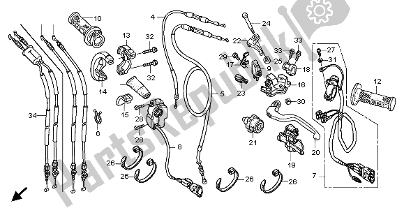 Alle onderdelen voor de Handvat Hendel & Schakelaar & Kabel van de Honda CRF 250X 2007