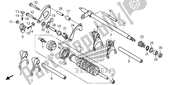 All parts for the Gearshift Drum of the Honda VFR 1200 XD 2012