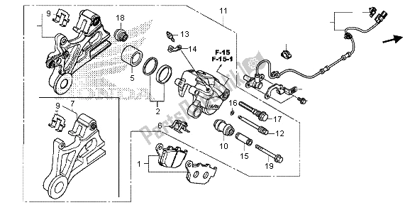 All parts for the Rear Brake Caliper of the Honda CBR 500R 2013