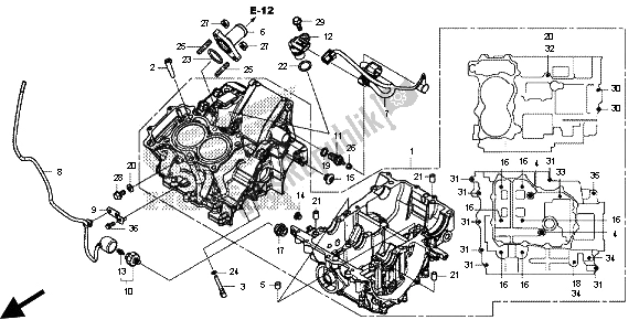 Alle onderdelen voor de Carter van de Honda CB 500F 2013