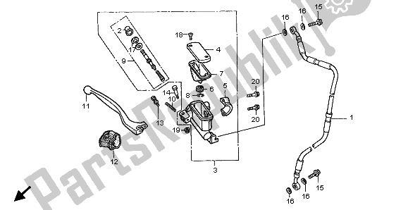 Alle onderdelen voor de Fr. Hoofdremcilinder van de Honda CR 80 RB LW 2001