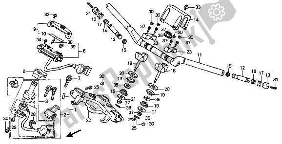 All parts for the Handle Pipe & Top Bridge of the Honda CB 450S 1986