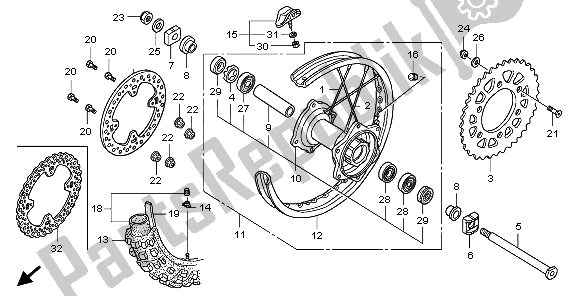 All parts for the Rear Wheel of the Honda CRF 250X 2009