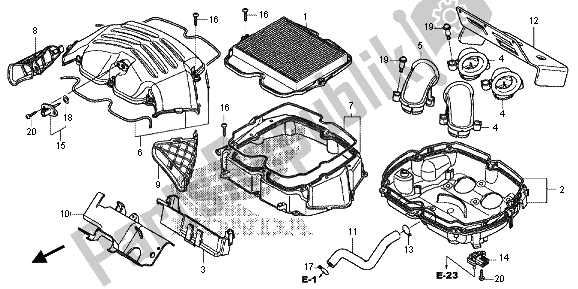 All parts for the Air Cleaner of the Honda VFR 1200 XD 2013