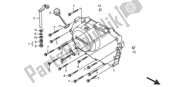 All parts for the Right Crankcase Cover of the Honda XL 650V Transalp 2005