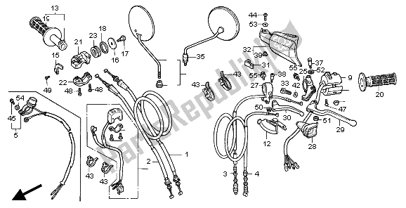 Todas las partes para Manejar Palanca E Interruptor Y Cable de Honda XR 600R 1997