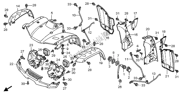 All parts for the Front Fender of the Honda TRX 400 FA Fourtrax Rancher AT 2006