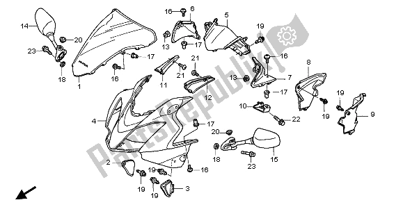 Tutte le parti per il Cappuccio Superiore del Honda VFR 800 2003