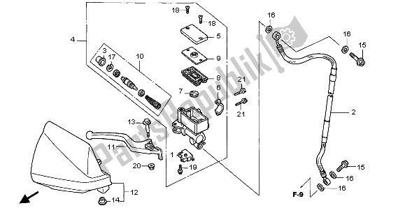 All parts for the Fr. Brake Master Cylinder of the Honda XR 400R 2002