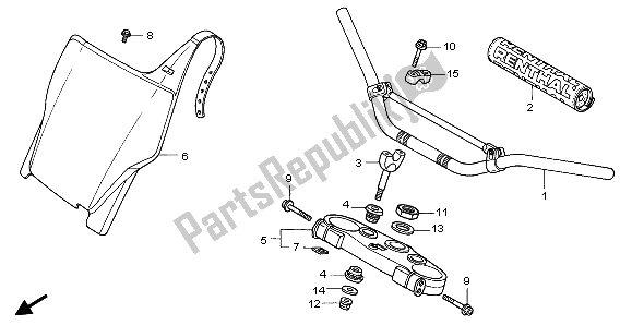 Alle onderdelen voor de Handvatpijp & Hoogste Brug van de Honda CR 250R 2007