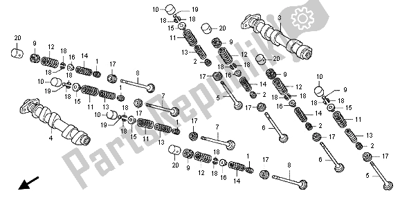 All parts for the Camshaft & Valve (front) of the Honda VFR 800X 2013