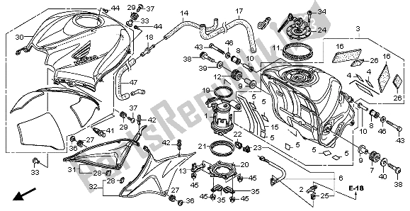 All parts for the Fuel Tank of the Honda CBR 600 RR 2007