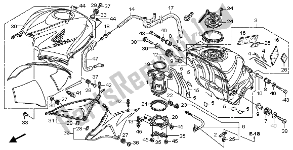 All parts for the Fuel Tank of the Honda CBR 600 RR 2007