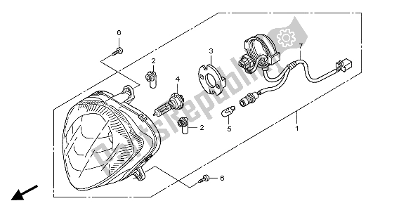 All parts for the Headlight of the Honda PES 125 2007