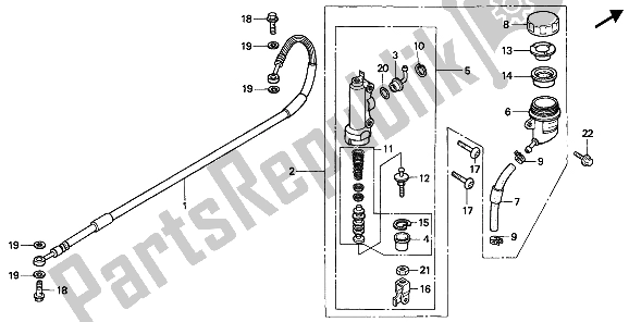 Todas las partes para Cilindro Maestro Del Freno Trasero de Honda CR 500R 1 1990