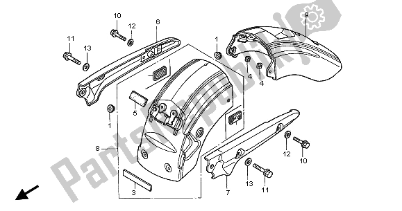 Tutte le parti per il Parafango Posteriore E Maniglione del Honda GL 1500C 2002