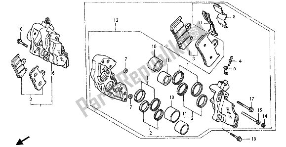 All parts for the Front Brake Caliper of the Honda RVF 400R 1996