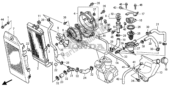 Alle onderdelen voor de Radiator van de Honda VT 750 CS 2013